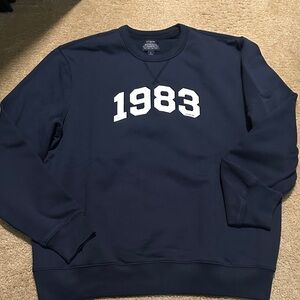 J. Crew Navy Crewneck Sweater with 1983 Design